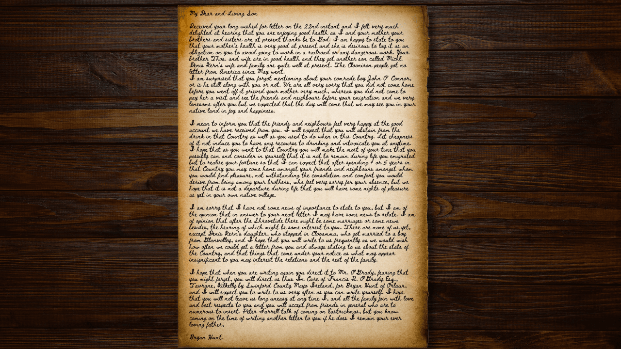 Letter is a template, but the text content was taken from an actual letter from https://mayo-ireland.ie/