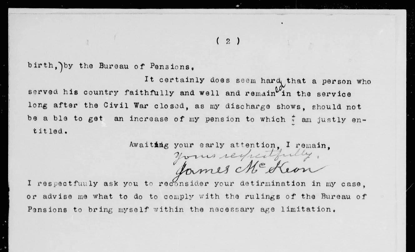 Correspondence with the Bureau of Pensions